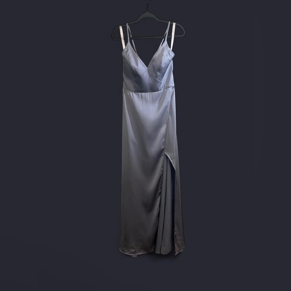 NWT Azazie Slate Blue Maxi Dress - Picture 4 of 9